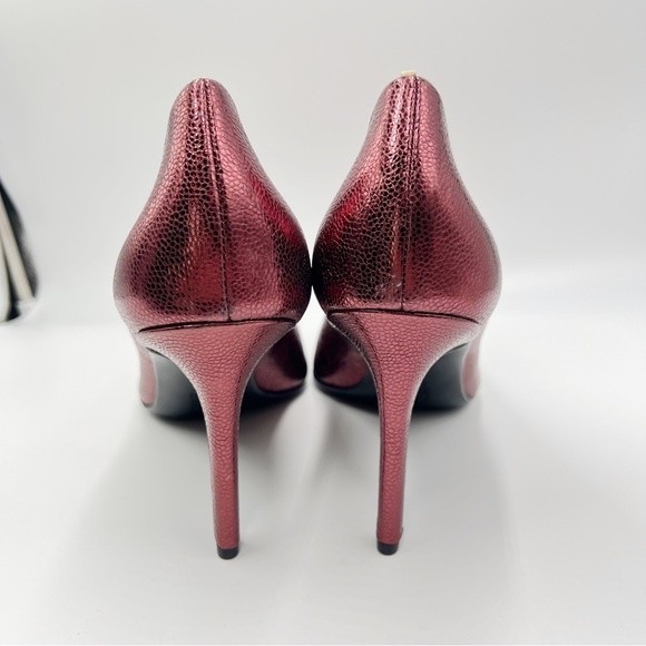 11N 11 NARROW WIDTH Naturalizer Womens Anna Metallic Cranberry Red Leather Heels - Picture 7 of 16